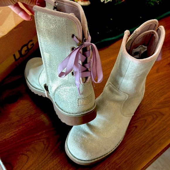 Matte Silver Girl’s UGG Boots - Picture 1 of 5